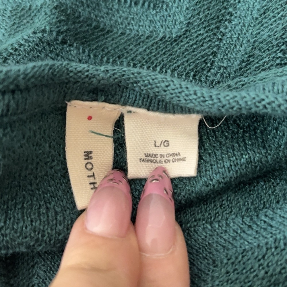 Anthropologie Moth Vergennes Chevron Texture Cardigan Womens Size Large Green - Picture 7 of 8